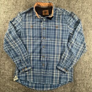 Boston Traders Flannel Shirt Mens M Blue Plaid Button Down Vintage Cotton